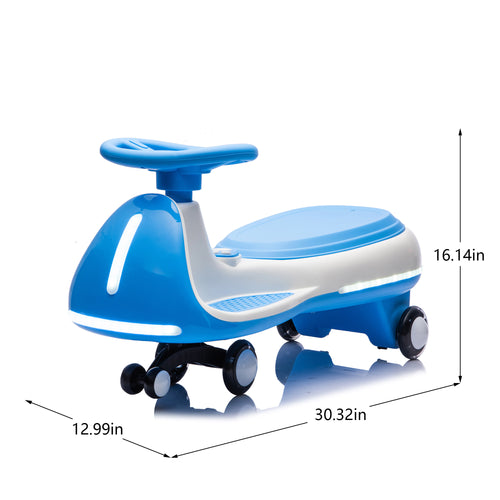 Cirui 12V Kids Electric Wiggle Car, 2-in-1 Swing Ride on Toy for Toddlers Aged 3-8,5MPH Max Speed,Triangular Stability Frame, Flashing Wheels,Bluetooth Music,Blue