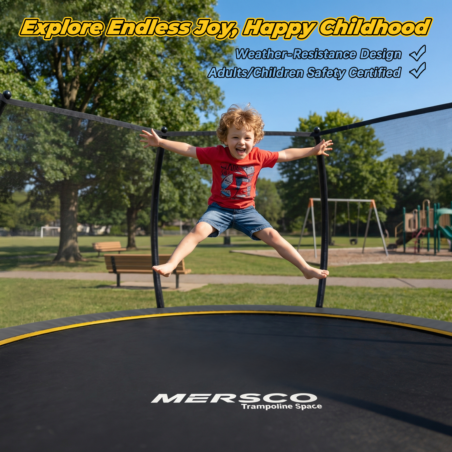 Mersco 10FT Trampoline for Kids with Ladder,Outdoor Recreational Trampolines with Enclosure Net,Jumping Trampoline SPACE for Kid Birthday and Festival Gift,Gray