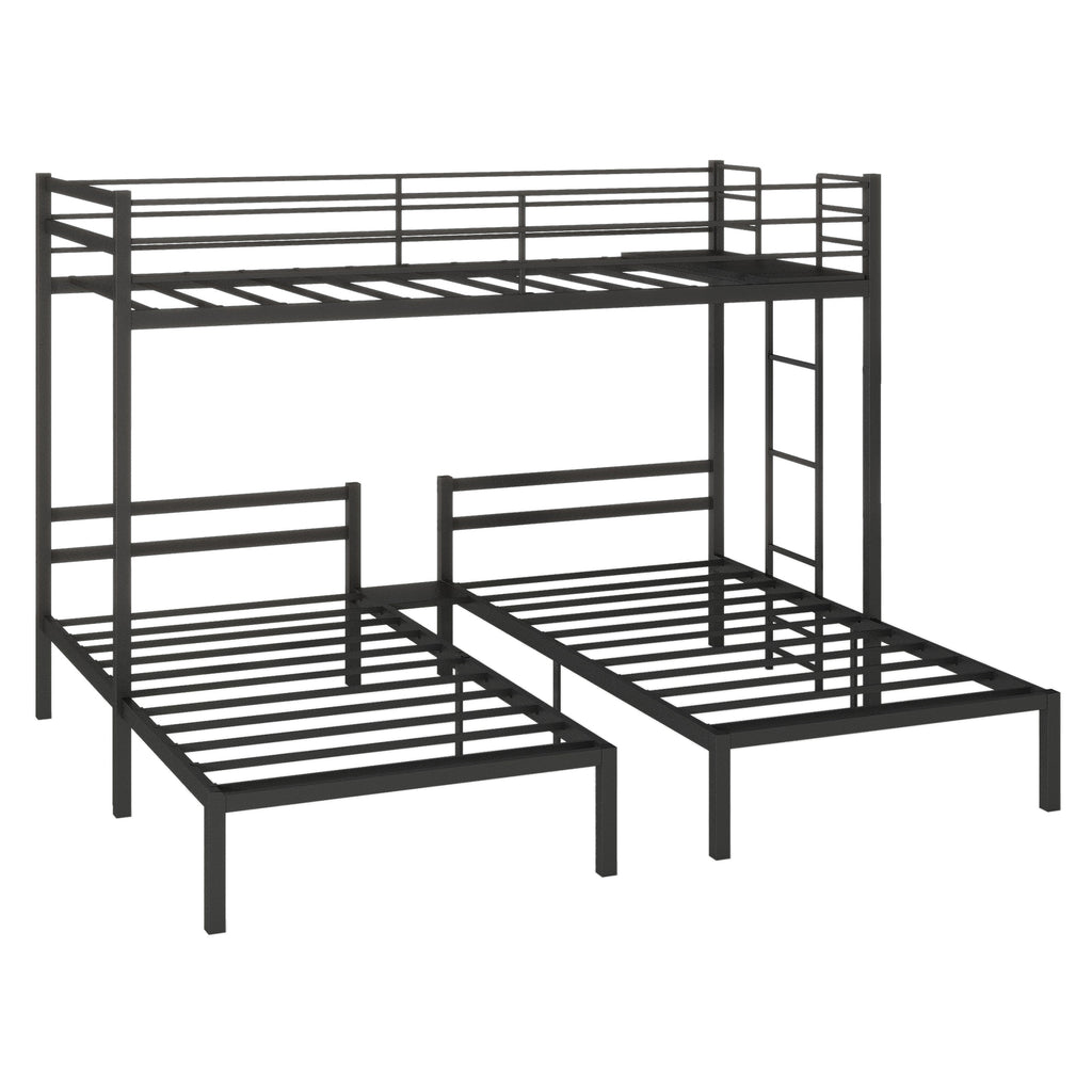 Netrum Triple Bunk Bed for Teens Adults,Heavy Duty Metal Bunk Beds Frame, with Ladder & Storage, Safe Guardrail, Twin over Twin over Twin Bunk Bed, No Box Spring Needed