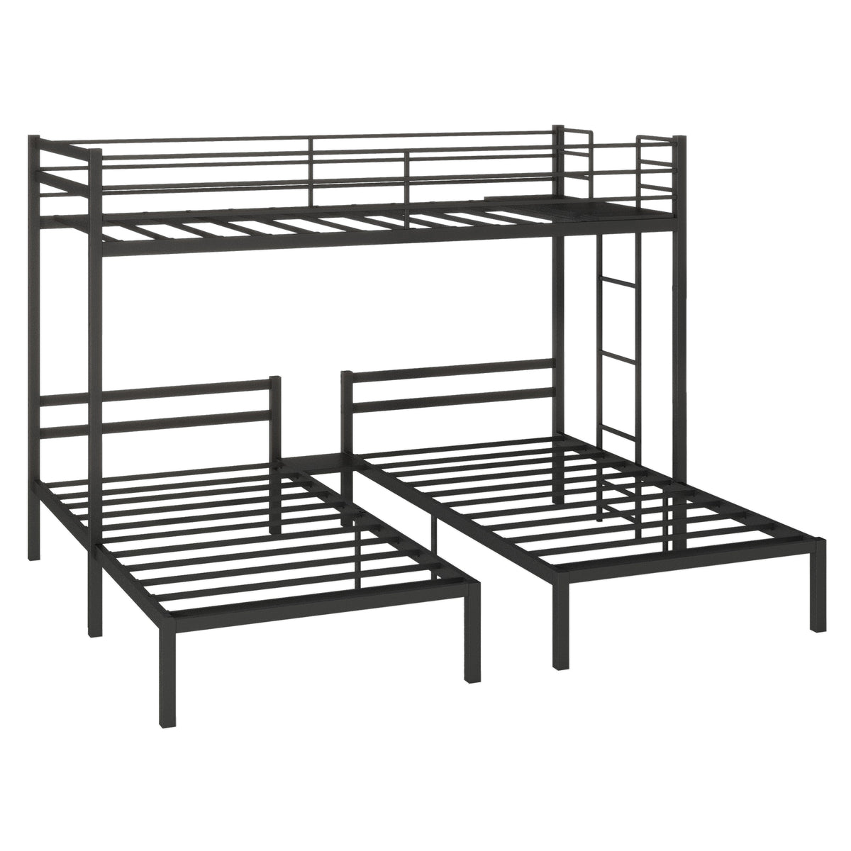 Netrum Triple Bunk Bed for Teens Adults,Heavy Duty Metal Bunk Beds Frame, with Ladder & Storage, Safe Guardrail, Twin over Twin over Twin Bunk Bed, No Box Spring Needed
