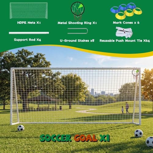 Kdymod 16×7 FT Portable Soccer Goal for Backyard, Easy Assembly Outdoor Soccer Goal Set for Kids and Adults (White)