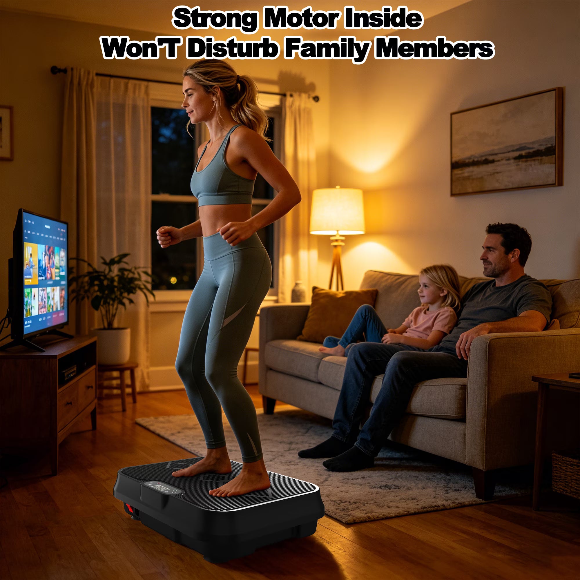 Kdymod Vibration Plate Exercise Machine with Resistance Bands,Whole Body Workout Vibration Platform with Remote Control,Quiet Exercise Equipment Workout Machine for Home Office,Black