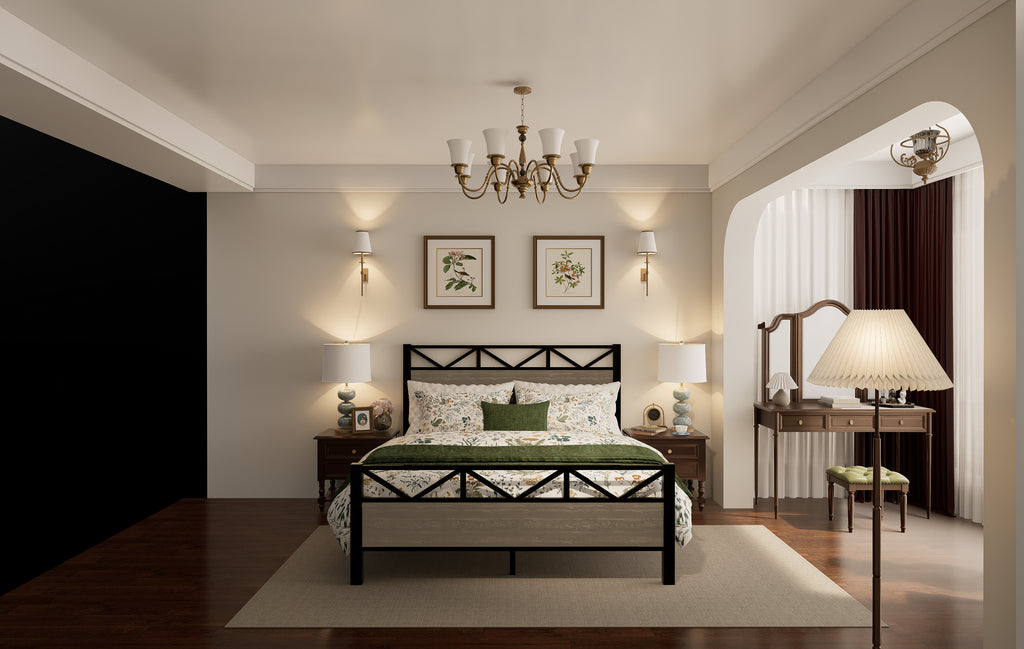 Uiowio Full Size Metal Bed Frame with Headboard and Footboard, No Box Spring Needed, Noise-Free & Sturdy, Easy Assembly