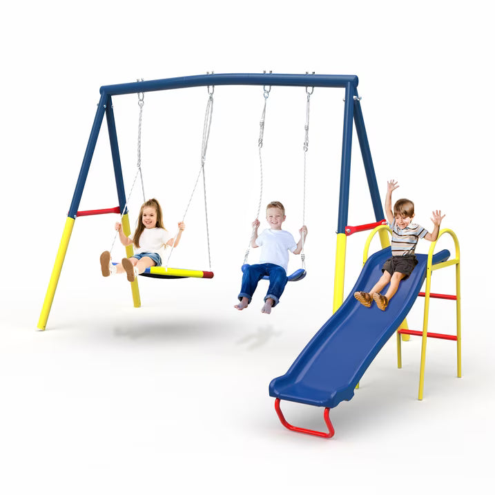 Kdymod 3 in 1 Swing Set Outdoor,Swing Sets for Backyard with Kids,Durable and Easy To Assemble,Suitable for Any Outdoor Space,Blue