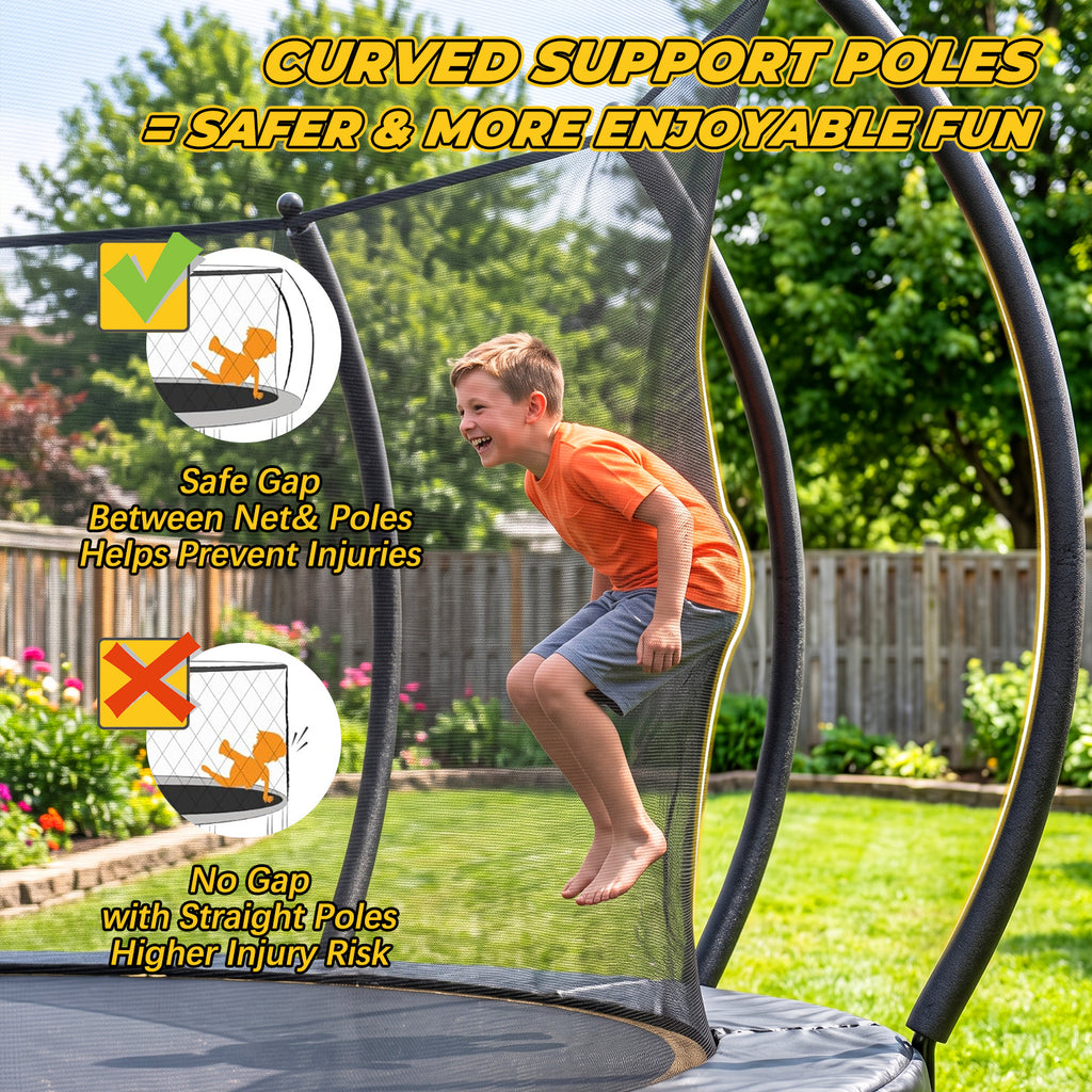 Kdymod Trampoline for Kids and Adults, 15 FT Backyard Recreational Trampoline with Enclosure Net and Ladder, Heavy Duty Rust-Resistant Steel Frame, No Gap Design, Gift for Kids Adults