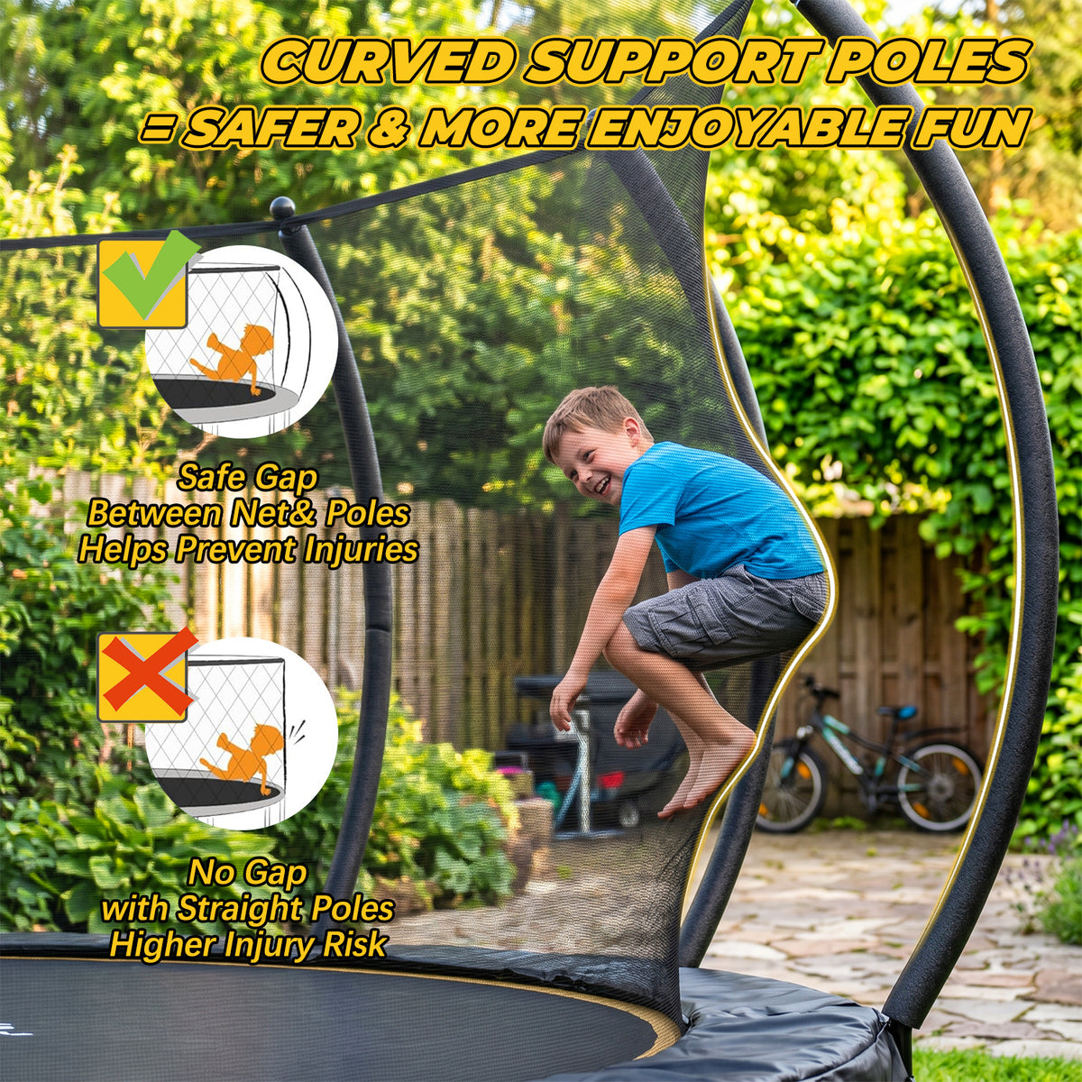 Kdymod Trampoline for Kids and Adults, 16 FT Backyard Recreational Trampoline with Enclosure Net and Ladder, Heavy Duty Rust-Resistant Steel Frame, No Gap Design, Gift for Kids Adults