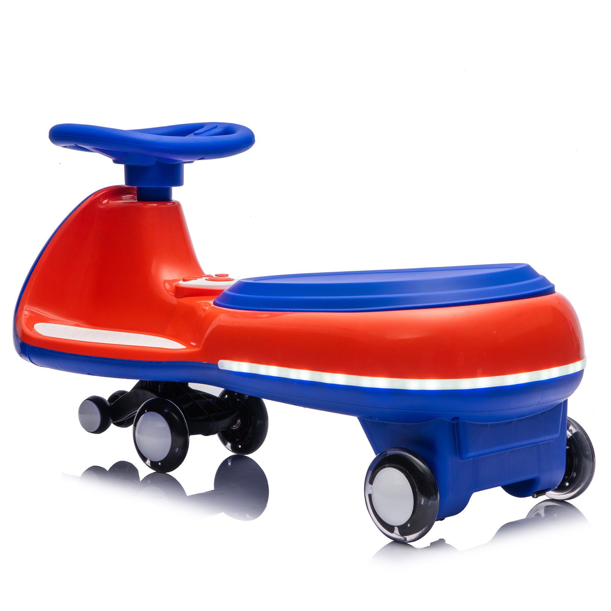 Cirui 12V Kids Electric Wiggle Car, 2-in-1 Swing Ride on Toy for Toddlers Aged 3-8,5MPH Max Speed,Triangular Stability Frame, Flashing Wheels,Bluetooth Music,Blue