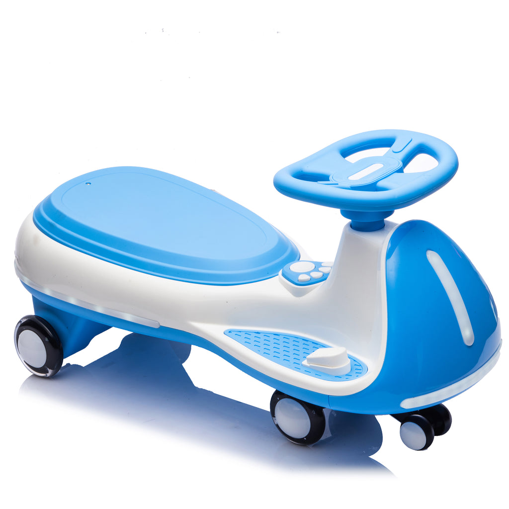 Cirui 12V Kids Electric Wiggle Car, 2-in-1 Swing Ride on Toy for Toddlers Aged 3-8,5MPH Max Speed,Triangular Stability Frame, Flashing Wheels,Bluetooth Music,Blue