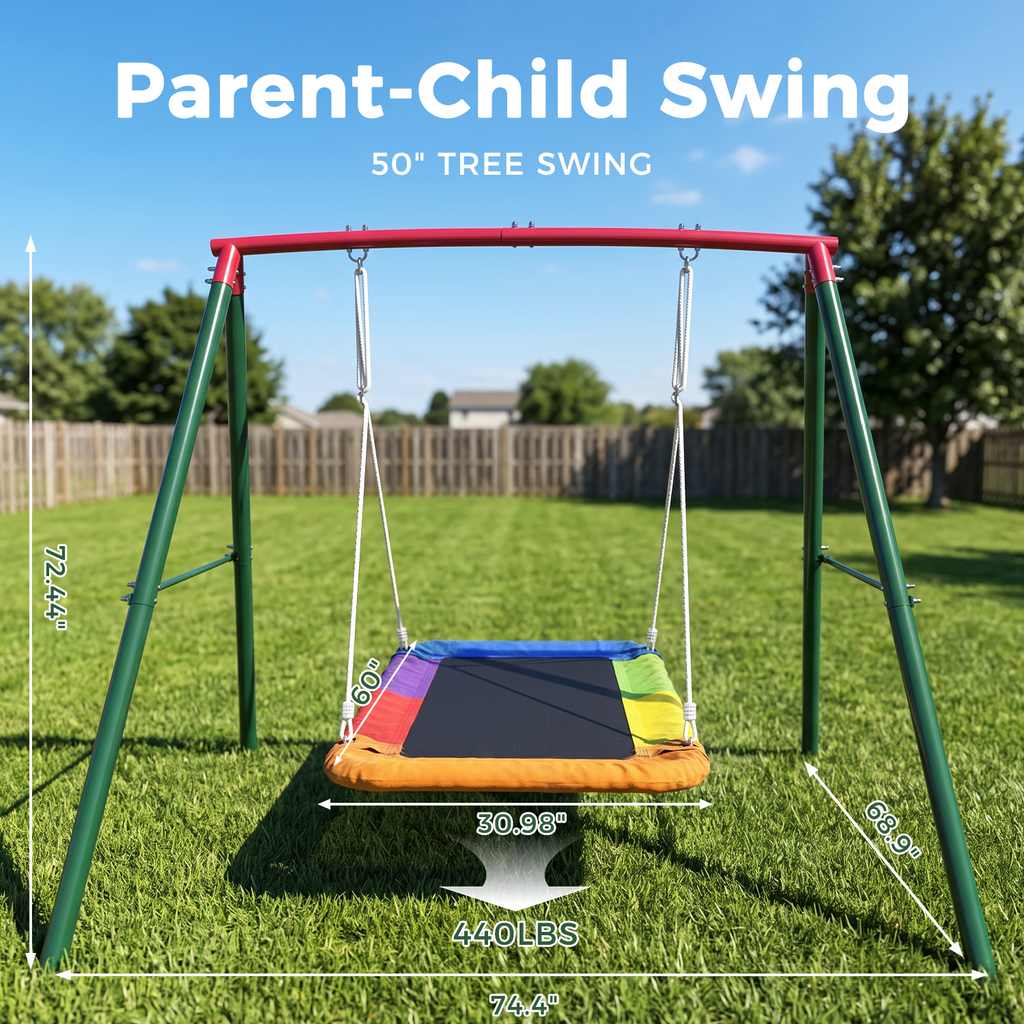 Kdymod 60 Inch Rectangular Platform Swing Set, PP + 900D Oxford Cushio ...