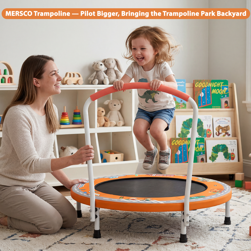 Mersco 36" Kids Trampoline for Toddlers,Indoor & Outdor Trampoline with Handle for 2+ Years Kids,Baby Toys Gifts for Boys Girls, Birthday, Orange
