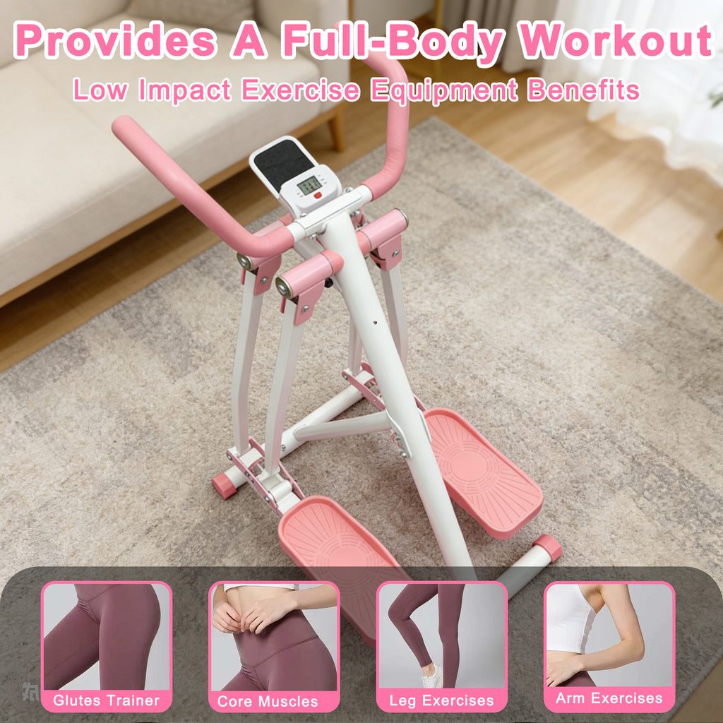 Kdymod Air Walking Elliptical Exercise Machine - Foldable Cardio Cross Trainer Glider for Full-Body Low-Impact Exercise with LCD Display Ideal for Home Gym