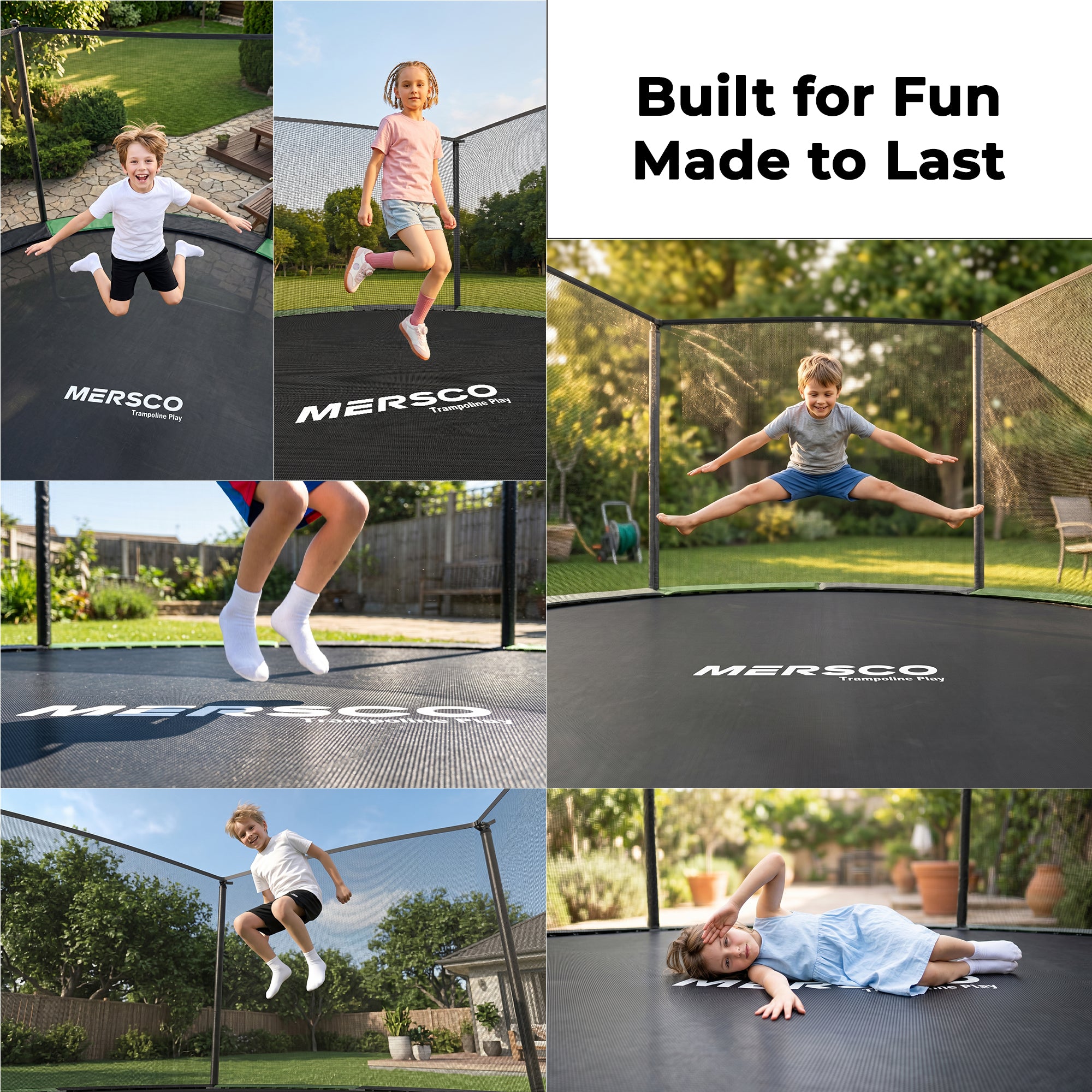 Mersco 15FT Trampoline PLAY Heavy Duty Outdoor Trampoline for Kids, Backyard Trampoline with Enclosure Net for Family Fun,Jumping Trampoline for Boys and Girls Birthday Gift,Green