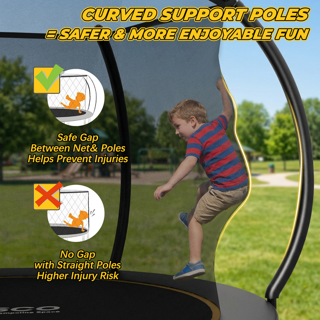 Mersco 10FT Trampoline for Kids with Ladder,Outdoor Recreational Trampolines with Enclosure Net,Jumping Trampoline SPACE for Kid Birthday and Festival Gift,Black