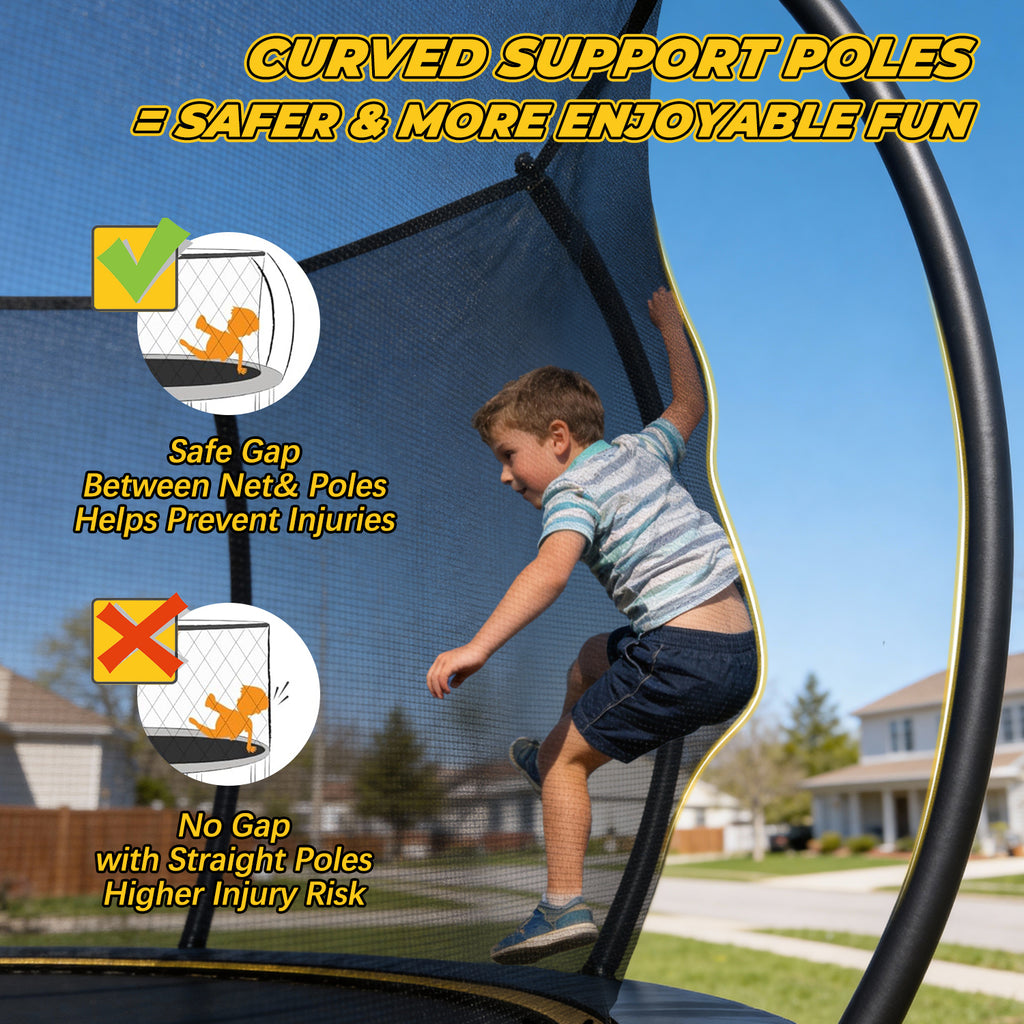 Mersco 14FT Trampoline for Kids with Ladder,Outdoor Recreational Trampolines with Enclosure Net,Jumping Trampoline SPACE for Kid Birthday and Festival Gift,Black