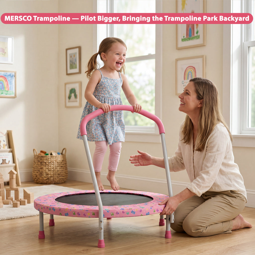 Mersco 36" Trampoline for Kids Indoor Trampoline with Handle for 2+ Years Kids