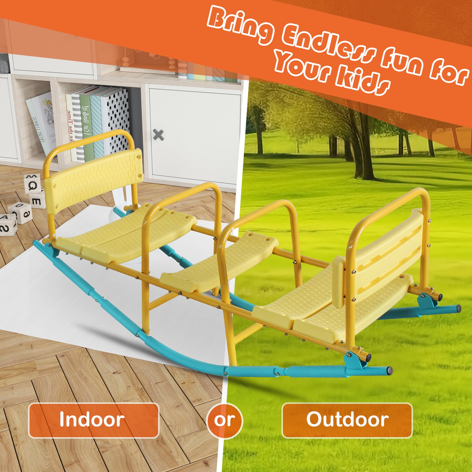 Mersco Kindergarten Children Outdoor Rocking Horse Outdoor Park Playground Equipment Double Or Triple Seesaw Swinging Fun