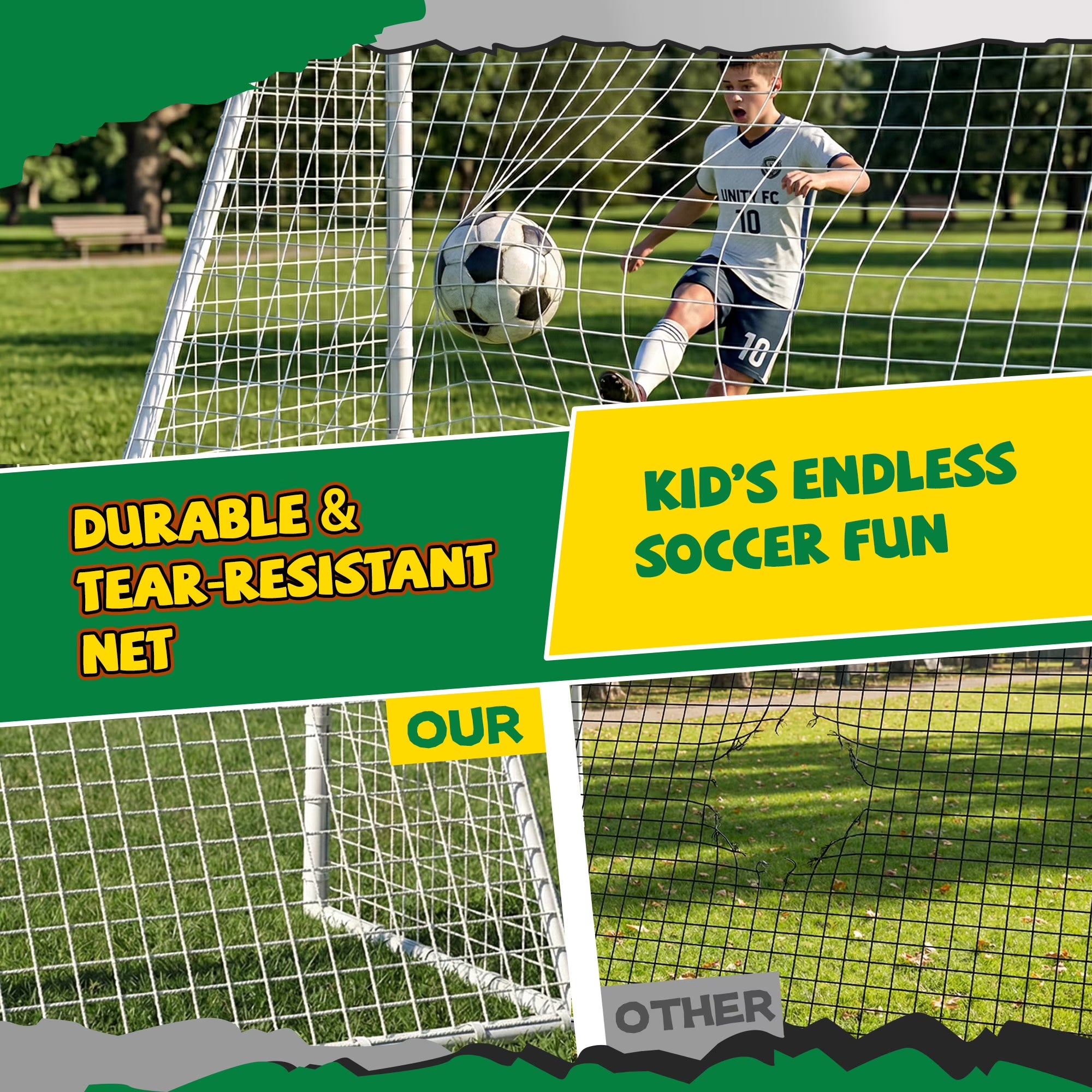 Kdymod 16×7 FT Portable Soccer Goal for Backyard, Easy Assembly Outdoor Soccer Goal Set for Kids and Adults (White)
