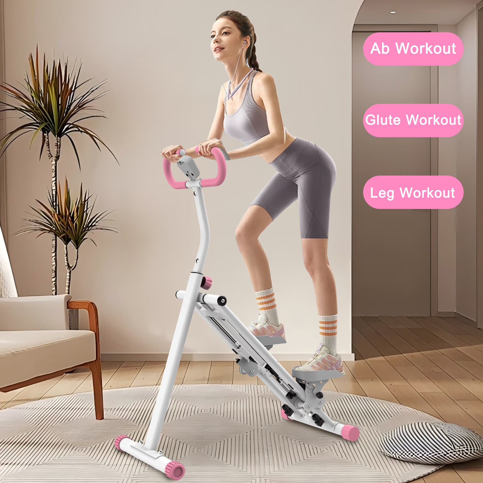 Kdymod Stair Stepper with Resistance for Home,Vertical Climber Cardio Machine for Full-Body Exercise,Folding Stair Climber Fitness Equipment with Stable Frame Adjustable Handlebar,Pink