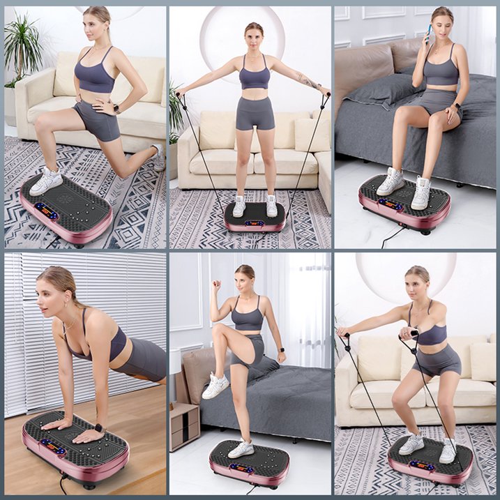 Kdymod Vibration Plate Exercise Machine & Whole Body Shake Plate, Workout Machine with Remote Control & Adjustable Settings, Versatile for Home Fitness, Rose Red