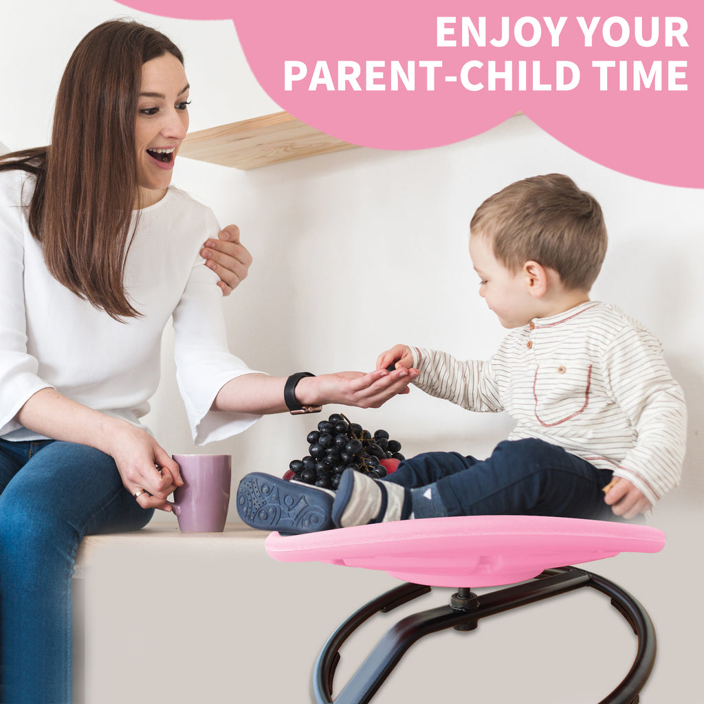 Cirui Sensory Spinning Chair, 360° Swivel Seat for Kids, Balance Training with Non-Slip Metal Base, Pink