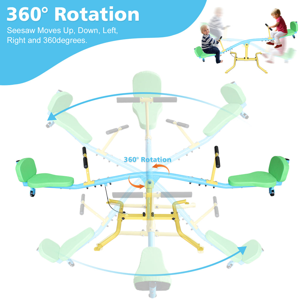 Mersco Kids seesaw double person 360° rotating seesaw with backrest indoor and outdoor playground double person rocking horse kindergarten toys