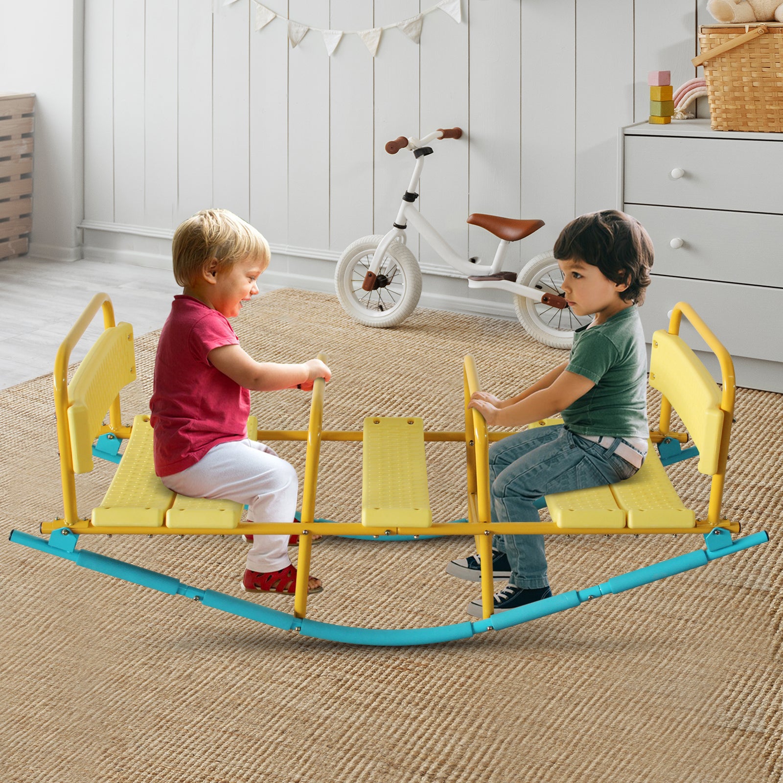 Mersco Kindergarten Children Outdoor Rocking Horse Outdoor Park Playground Equipment Double Or Triple Seesaw Swinging Fun