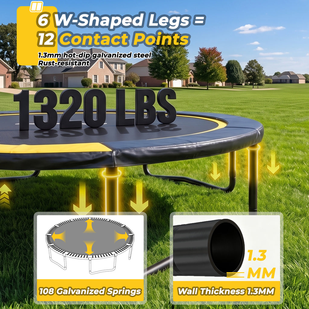 Mersco 16FT Kids Trampoline, Heavy Duty Outdoor Trampoline with Safety Enclosure Net and Upgraded Ladder for Backyard Family Fun, Jumping Trampoline SUPER