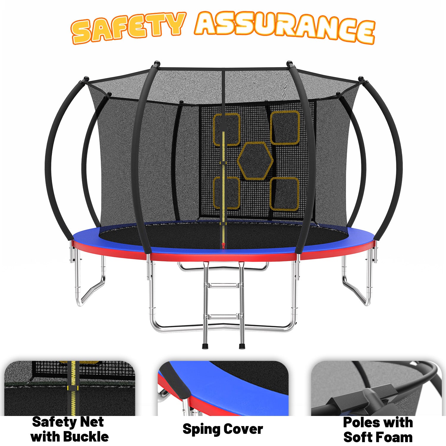 Mersco 12FT Trampoline for Kids with Mulifunctional Target Cloth,Outdoor Recreational Trampolines with Enclosure Net and Ladder,Jumping Trampoline SPACE for Boys and Girls Birthday Gifts,Multicolor
