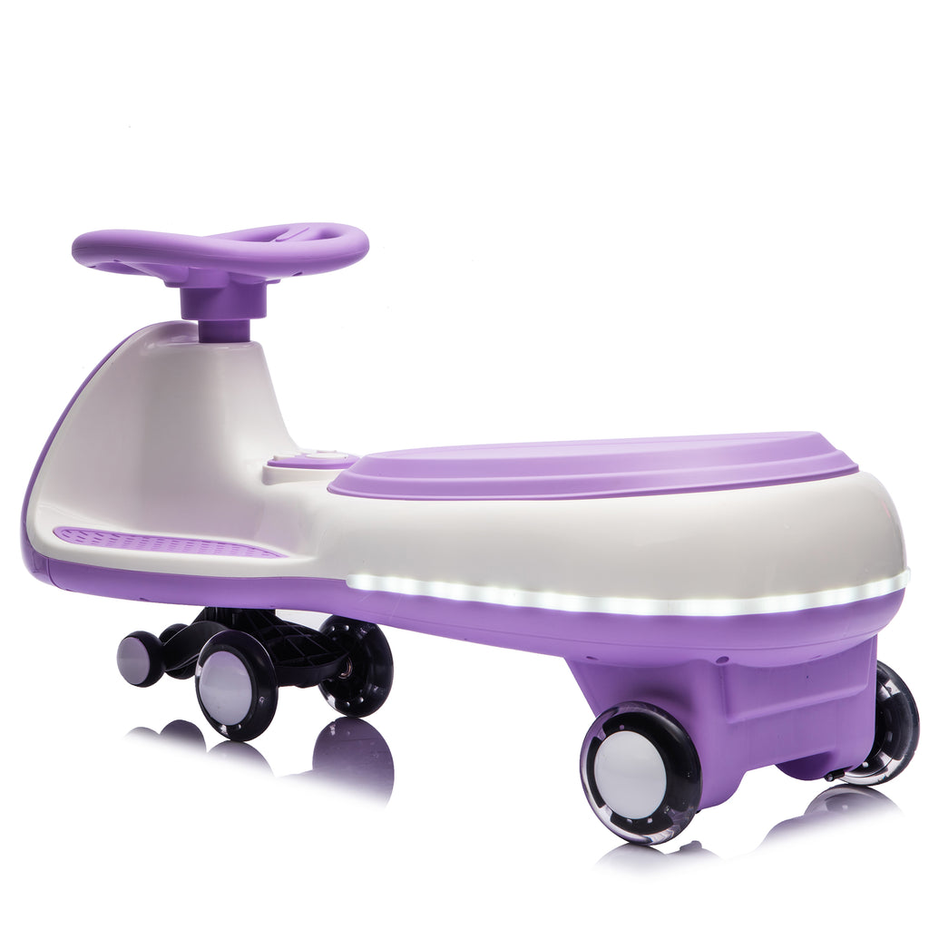 Cirui 12V Kids Electric Wiggle Car, 2-in-1 Swing Ride on Toy for Toddlers Aged 3-8,5MPH Max Speed,Triangular Stability Frame, Flashing Wheels,Bluetooth Music,Purple