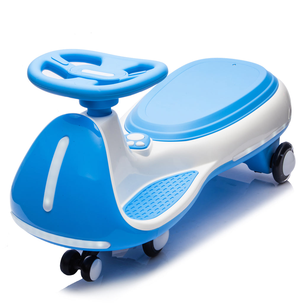 Cirui 12V Kids Electric Wiggle Car, 2-in-1 Swing Ride on Toy for Toddlers Aged 3-8,5MPH Max Speed,Triangular Stability Frame, Flashing Wheels,Bluetooth Music,Blue