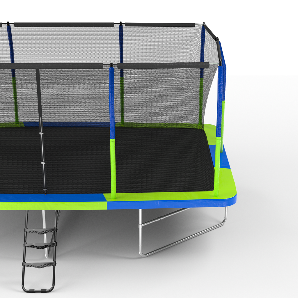 Mersco 10x17ft Large Rectangle Trampoline with Enclosure Net,Outdoor JumpingTrampoline with ladder for Kids and Adults,Birthday Party Gifts for Boys and Girls,Green and Blue