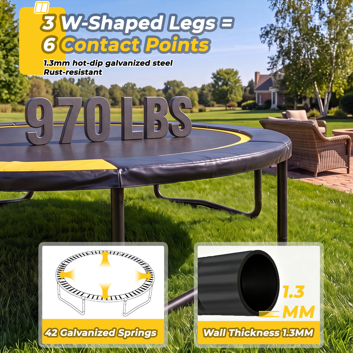 Mersco 8FT Kids Trampoline with Solar LED Lights & Basketball Hoop, ASTM Certified Heavy Duty Outdoor Trampoline with Enclosure Net and Ladder for Backyard Family Fun, Jumping Trampoline SUPER