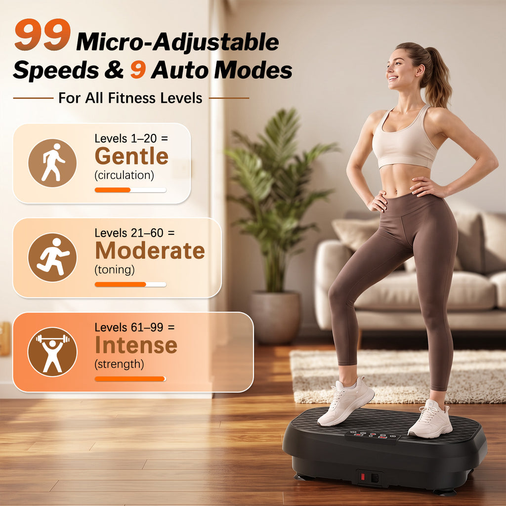 Kdymod Vibration Plate Exercise Machine & Whole Body Shake Plate, Workout Machine with Remote Control & Adjustable Settings, Versatile for Home Fitness, Black