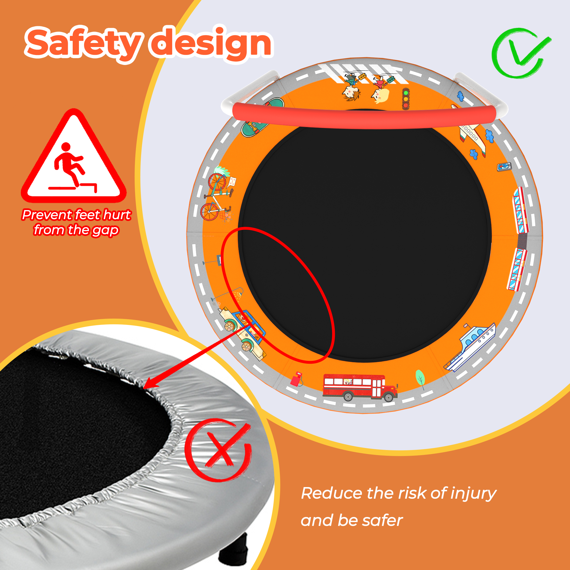 Mersco 36" Kids Trampoline for Toddlers,Indoor & Outdor Trampoline with Handle for 2+ Years Kids,Baby Toys Gifts for Boys Girls, Birthday, Orange