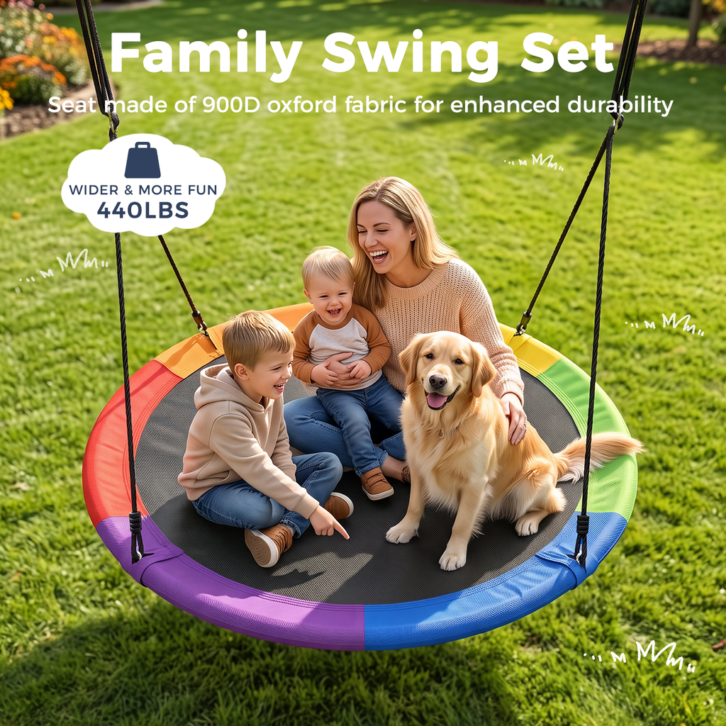 Kdymod 60 Inch Saucer Swing Set with 900D Oxford Disc Seat, Double A‑F ...