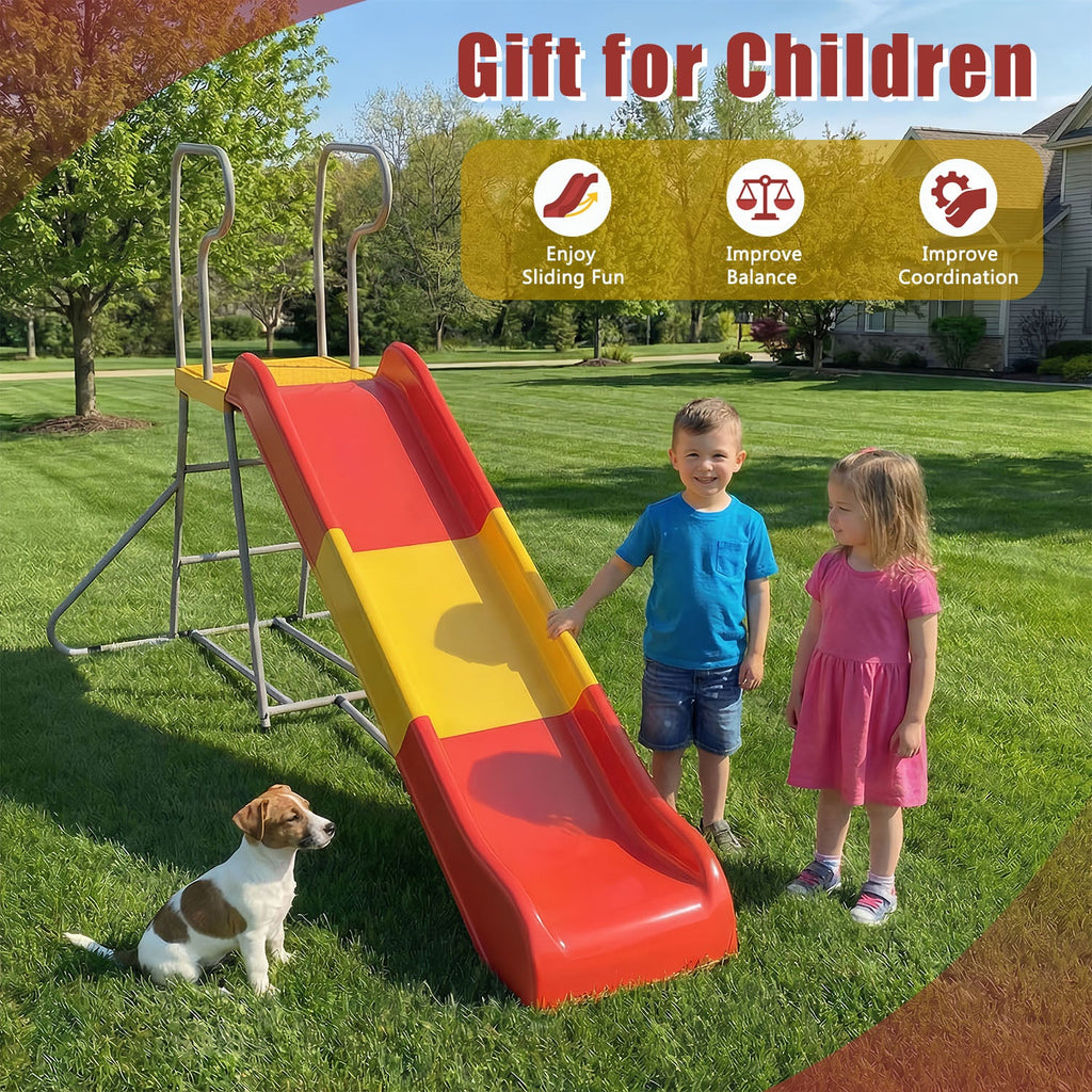 2-in-1 Kids Climbing Slide – For Ages 3-8, 76.4-Inch Smooth Slide Track, Anti-Slip Steps, Sturdy Construction, Easy Assembly, Indoor and Outdoor Backyard Fun