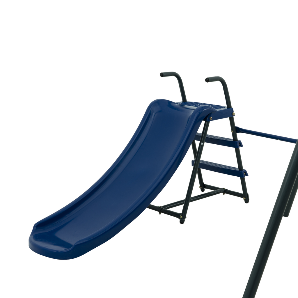 Mersco Saucer Metal Plastic Swing Set for Kids,6 in 1 Swing Sets for Outside,Heavy-Duty Playground Backyard Fun Set with Basketball Hoop,Saucer Swing,Rocking Horse,slide,soccer net &Swing for Kids