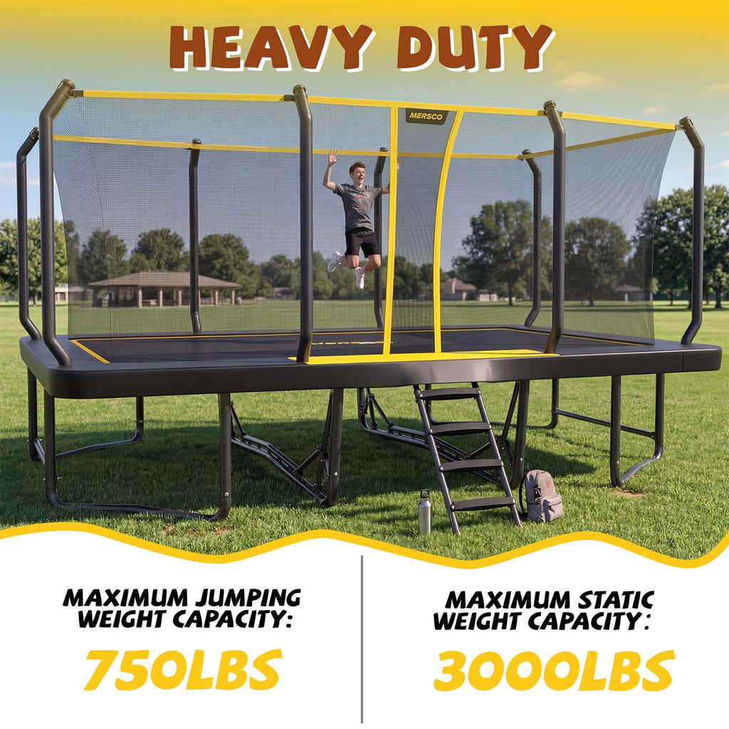 Mersco 12x18FT Kids Adults Trampoline, ASTM Certified Heavy Duty Outdoor Trampoline with Safety Enclosure Net and Upgraded Ladder for Backyard Family Fun, Fitness Trampoline MAX