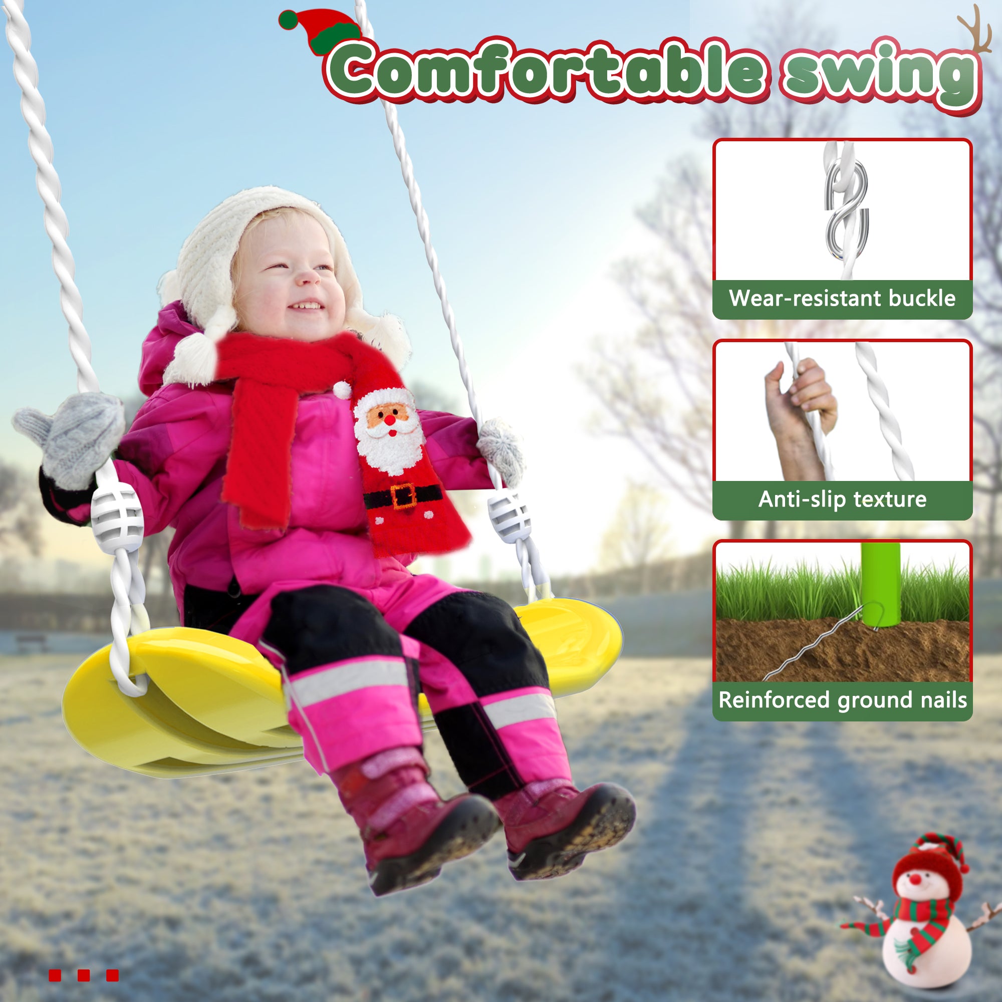 Mersco 2-in-1 Swing Set for Backyard with Stand, Swing Heavy Duty 440lbs Metal Outdoor Swing Stand, Contain 1 Saucer 32" & 1 Belt Seat 26.2" for Playground, Backyard Playset,Pink