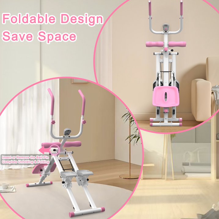 Kdymod 2 In 1 Stair Stepper & Ab Workout Machine,Multifunction Full Body Exercise Equipment,Stair Stepper Exercise Ab Machine for Home Gym,Pink