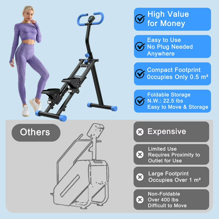 Kdymod Stair Stepper for Home with Adjustable Handlebar, Vertical Climber Workout Machine for Full-Body Exercise, Compact Foldable & Stable Frame ,Blue
