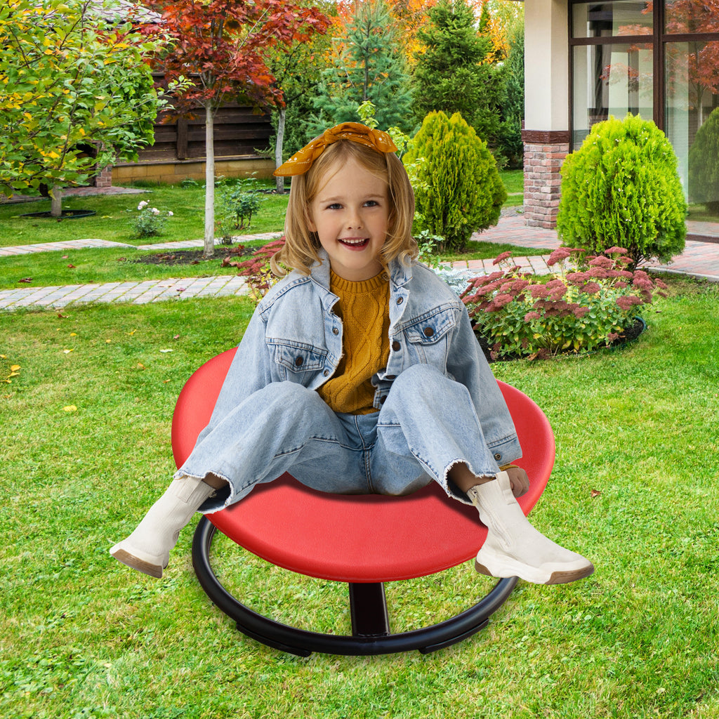 Cirui Sensory Spinning Chair, 360° Swivel Seat for Kids, Balance Training with Non-Slip Metal Base, Red