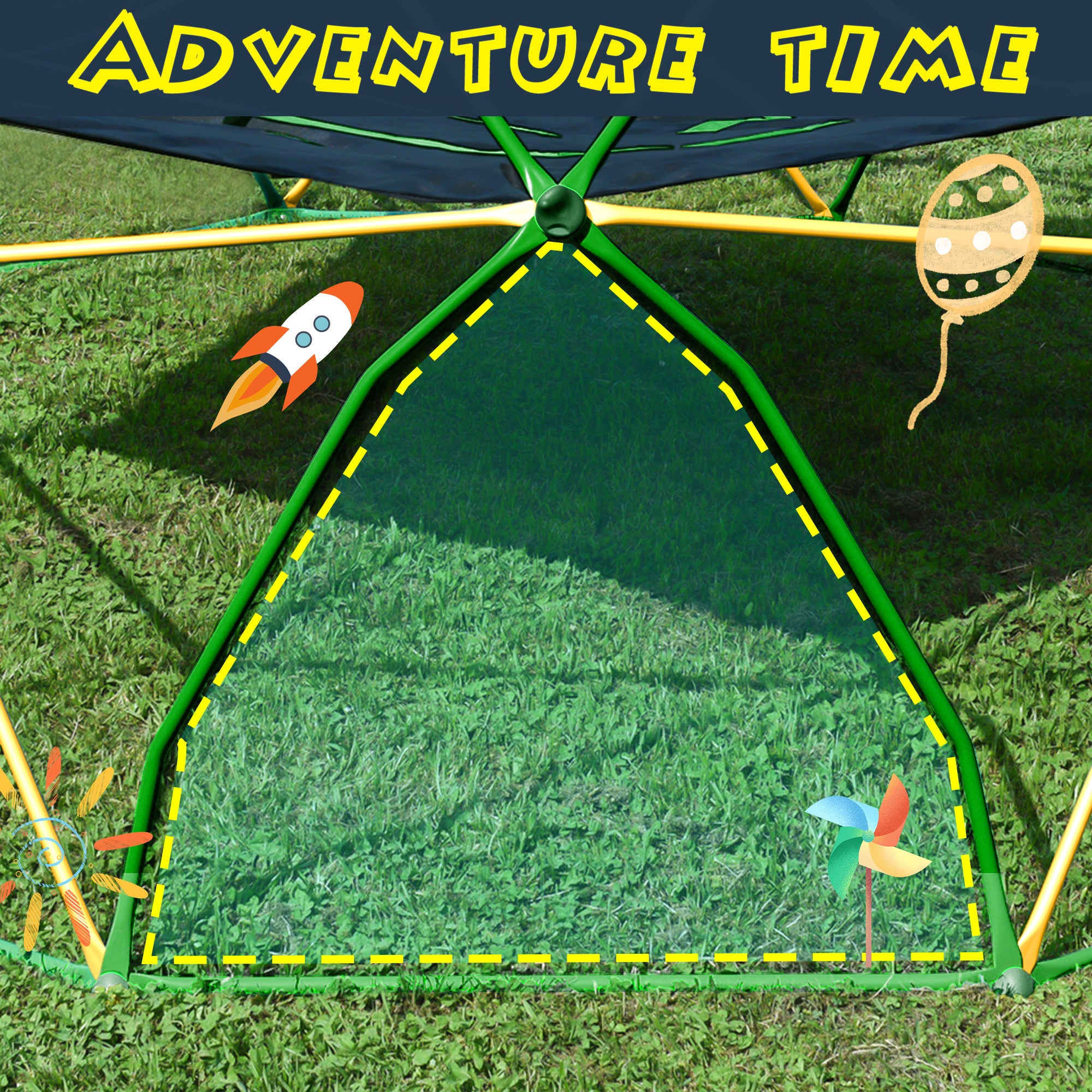 Kdymod 12FT Climbing Dome for Kids with Hammock,Geometric Dome Climber Jungle Gym Supports 1000 LBS, Outdoor Backyard Play for Kids 3-10 Years Old, Easy Assembly with Climbing Grips