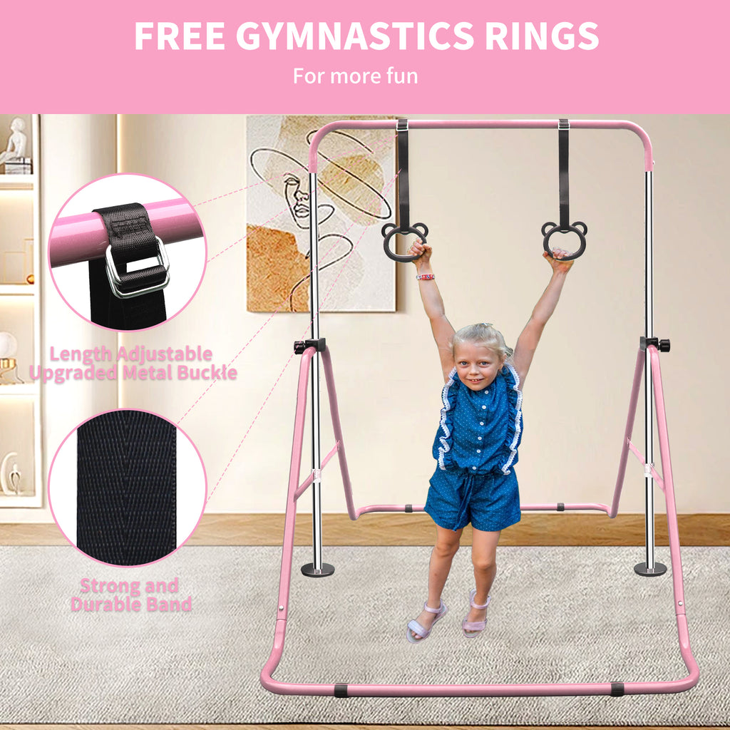 Kdymod Gymnastics Bar for Kid,Adjustable Height Kids Gymnastics Bar,Foldable Horizontal Junior Gymnastics Equipment Bar for Home Gym