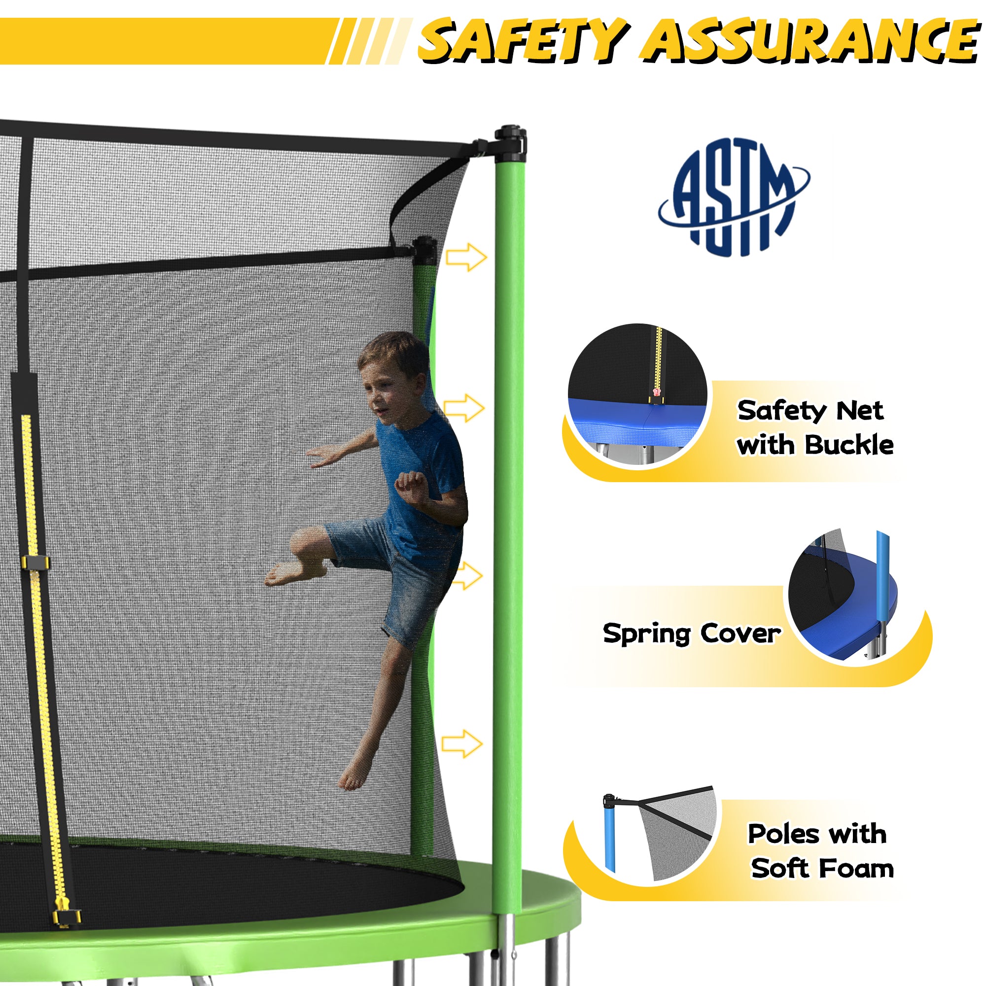 Mersco 16ft Trampoline for Kids and Adults,Outdoor Trampoline with Enclosure,Basketball Hoop and Ladder,Upright-Poled Backyard Trampoline,Jumping Trampoline PLAY for Boys and Girl Birthday Gift,Green