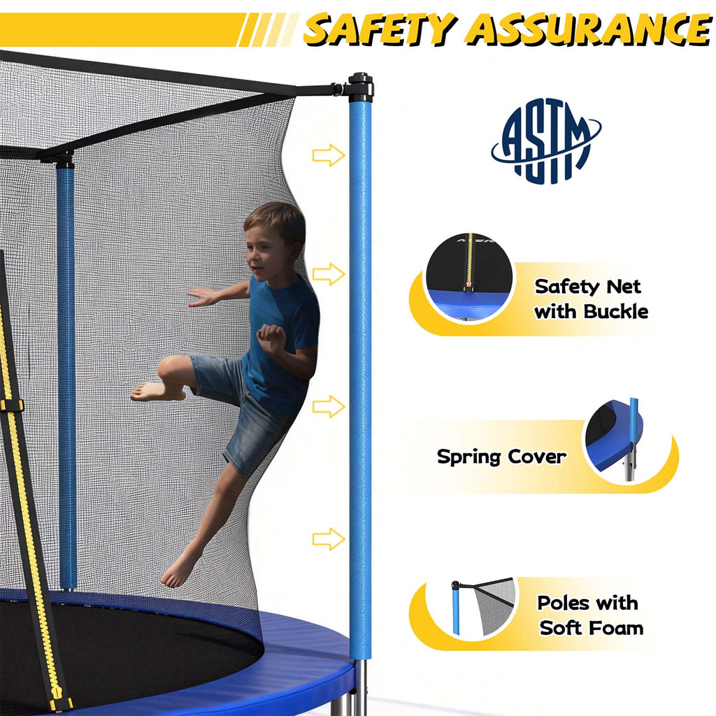 Mersco 14ft Trampoline Upgraded for Kids and Adults, Backyard Trampoline with Basketball Hoop and Enclosure Net,Jumping Trampoline PLAY for Boys and Girls Birthday Gift, Blue