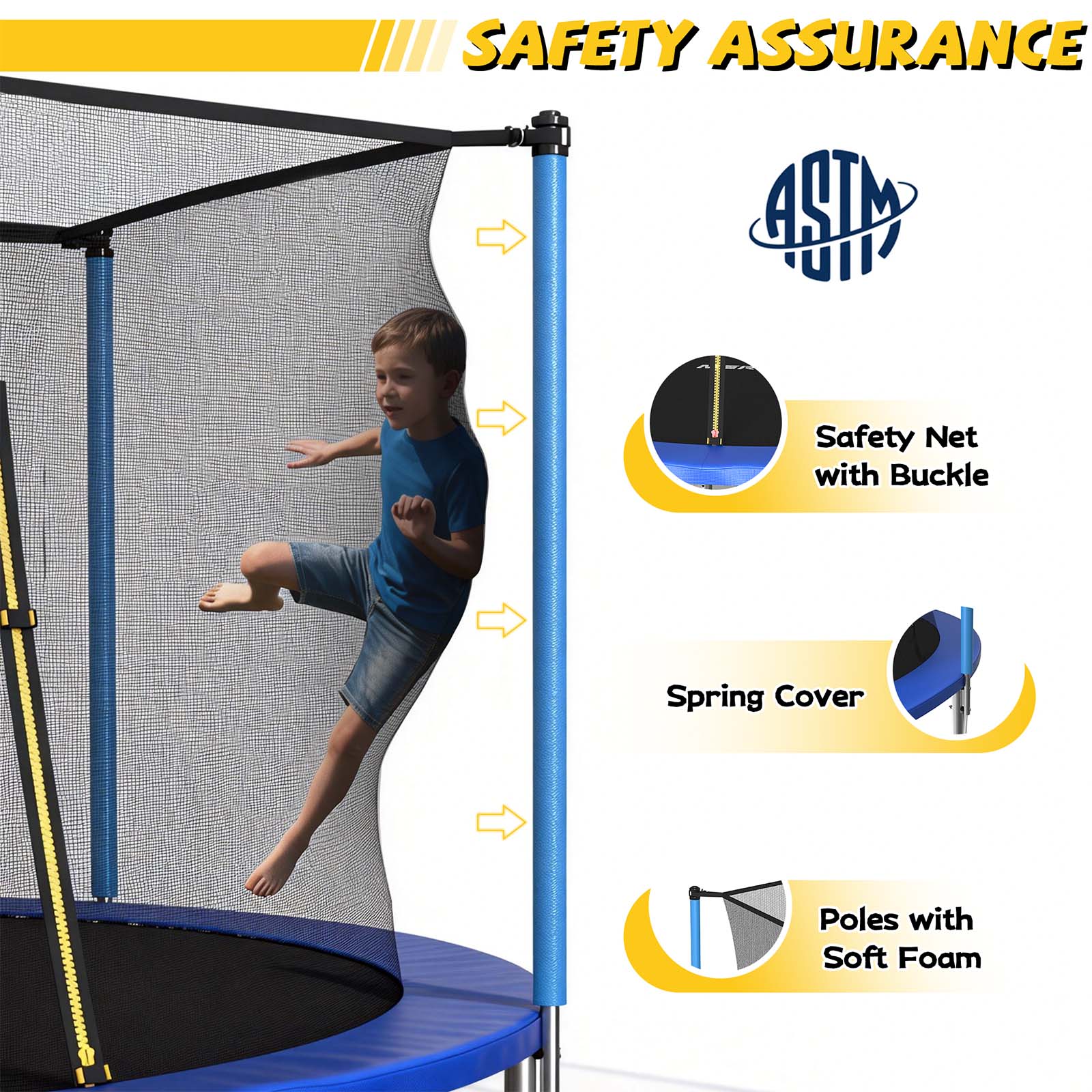 Mersco 14ft Trampoline Upgraded for Kids and Adults, Backyard Trampoline with Basketball Hoop and Enclosure Net,Jumping Trampoline PLAY for Boys and Girls Birthday Gift, Blue