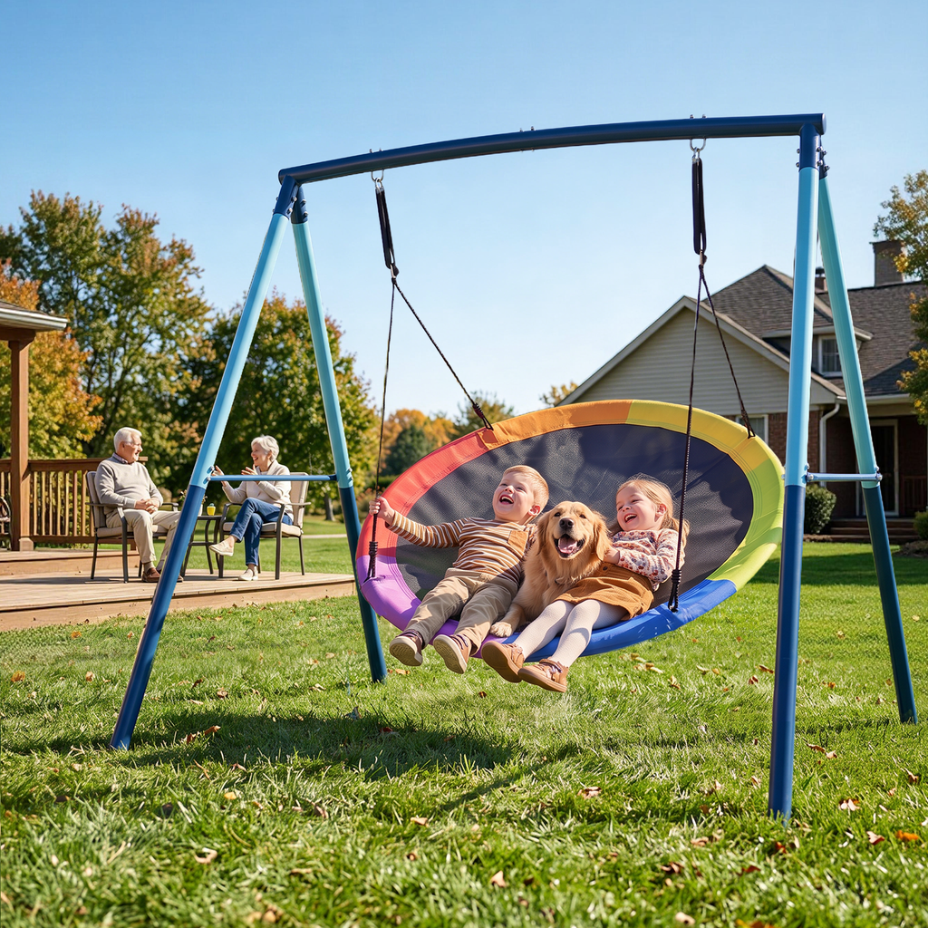 Kdymod 60 Inch Saucer Swing Set with 900D Oxford Disc Seat, Double A‑F ...
