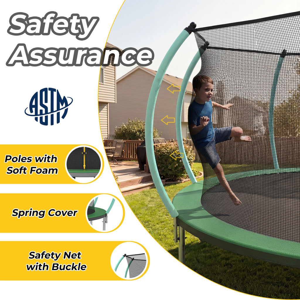 Mersco 14FT Trampoline for Kids with Mulifunctional Target Cloth,Outdoor Recreational Trampolines with Enclosure Net, Ladder for family Fun,Jumping Trampoline SPACE for Boys and Girls Birthday Gifts