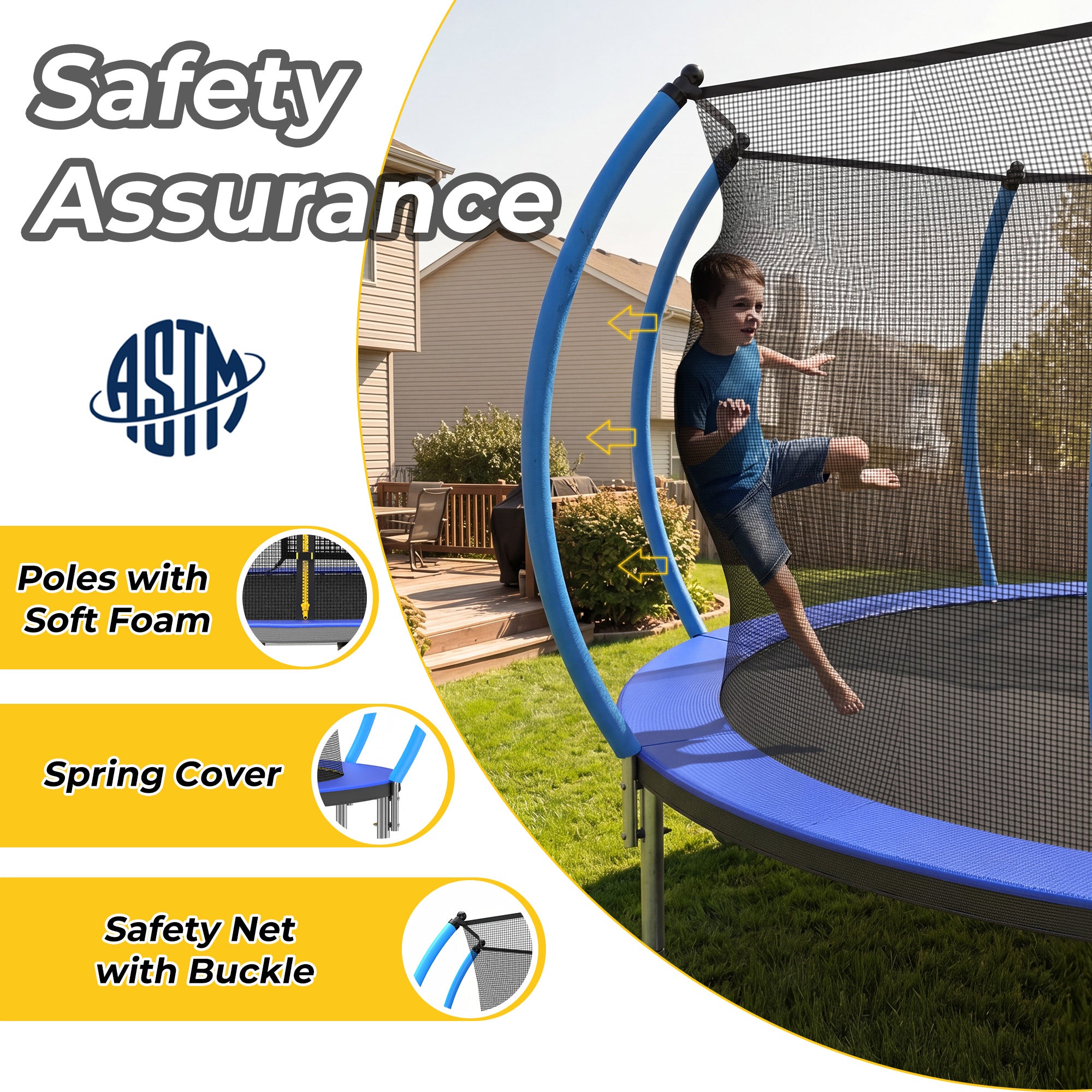 Mersco 14FT Trampoline for Kids with Mulifunctional Target Cloth,Outdoor Recreational Trampolines with Enclosure Net ,Ladder,Jumping Trampoline Space for Boys and Girls Birthday Festival Gifts,Blue